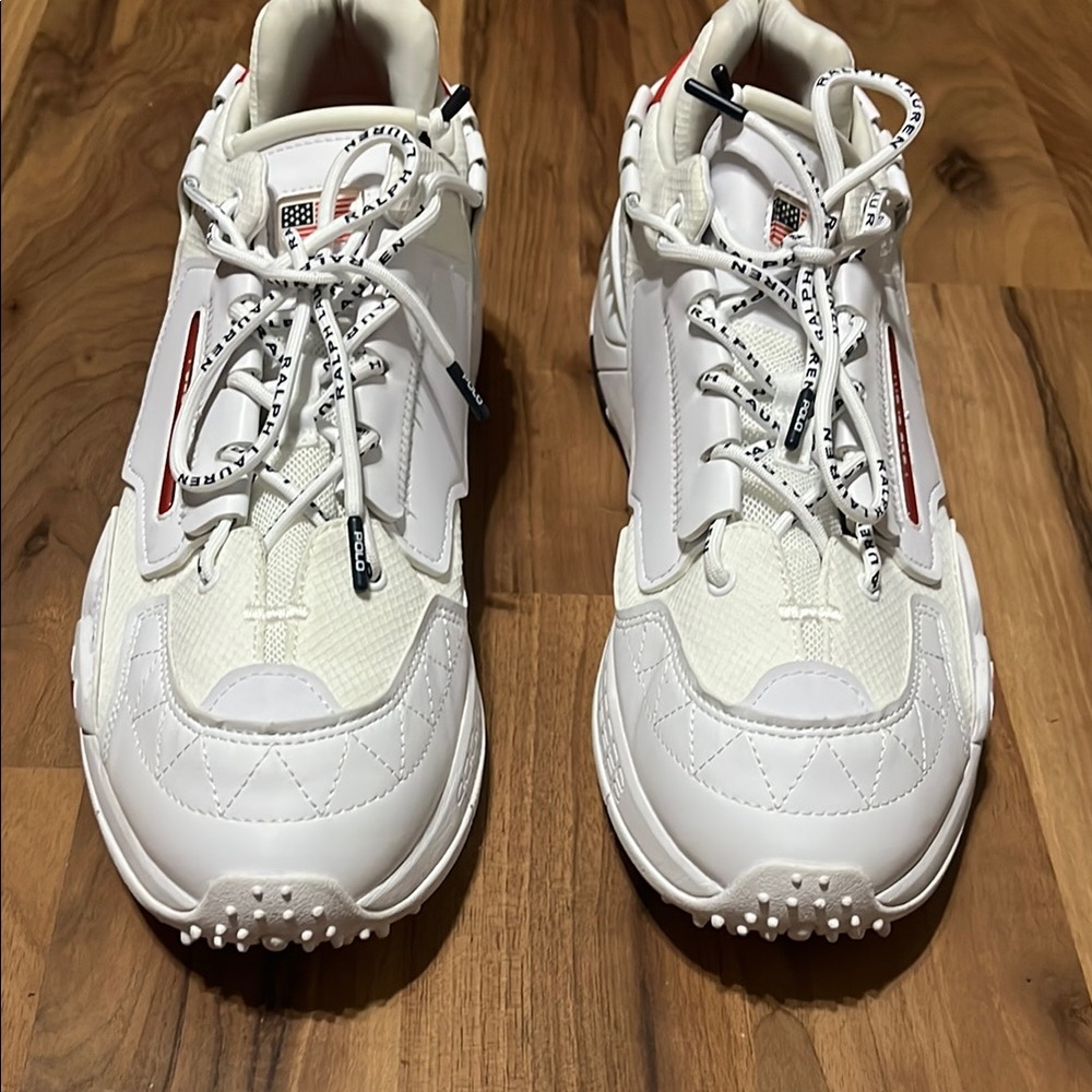 Ralph Lauren White Sneakers with Red Interior!